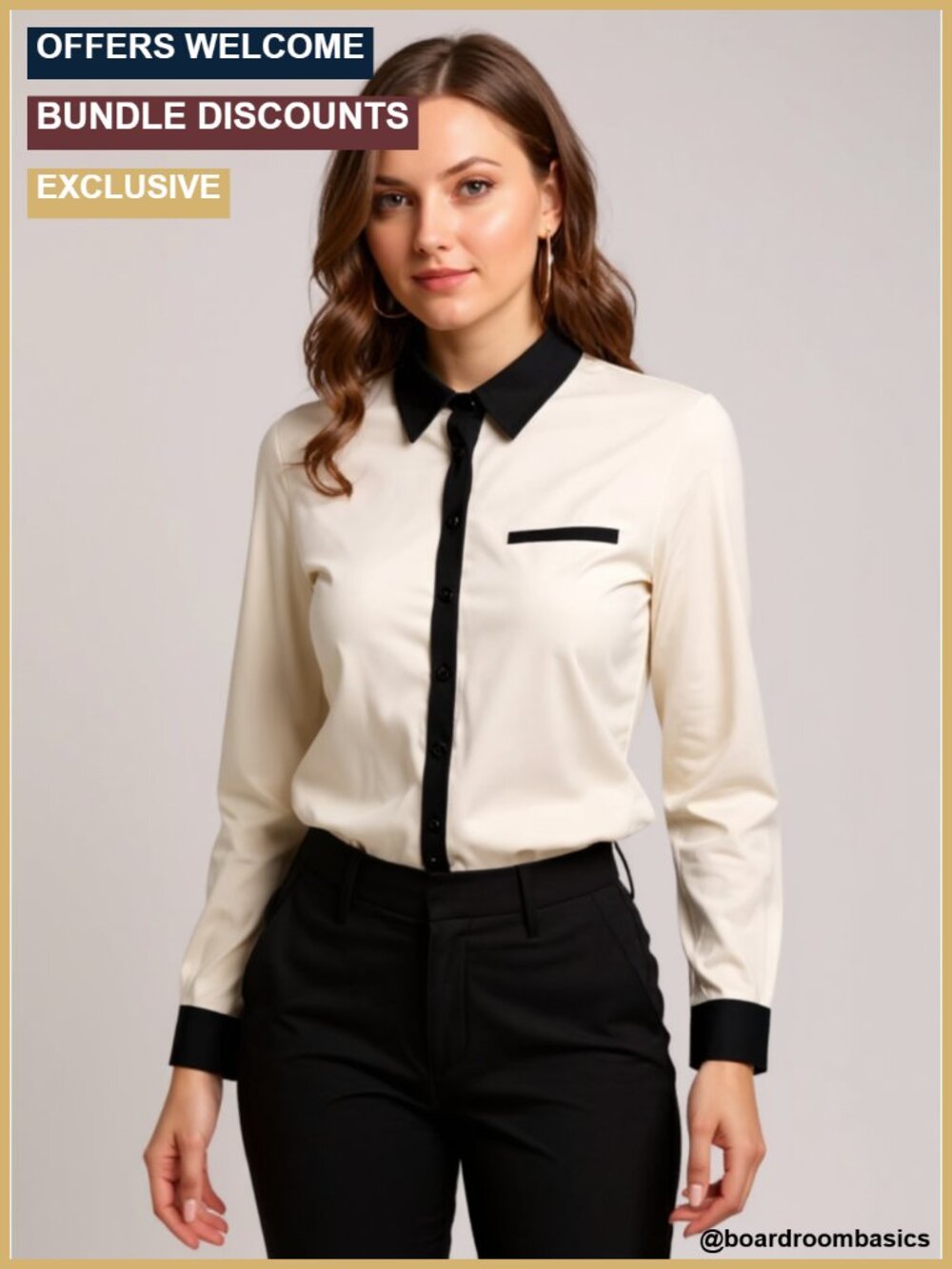Button Down Shirt Long Sleeve Chiffon Blouse Work Office Casual